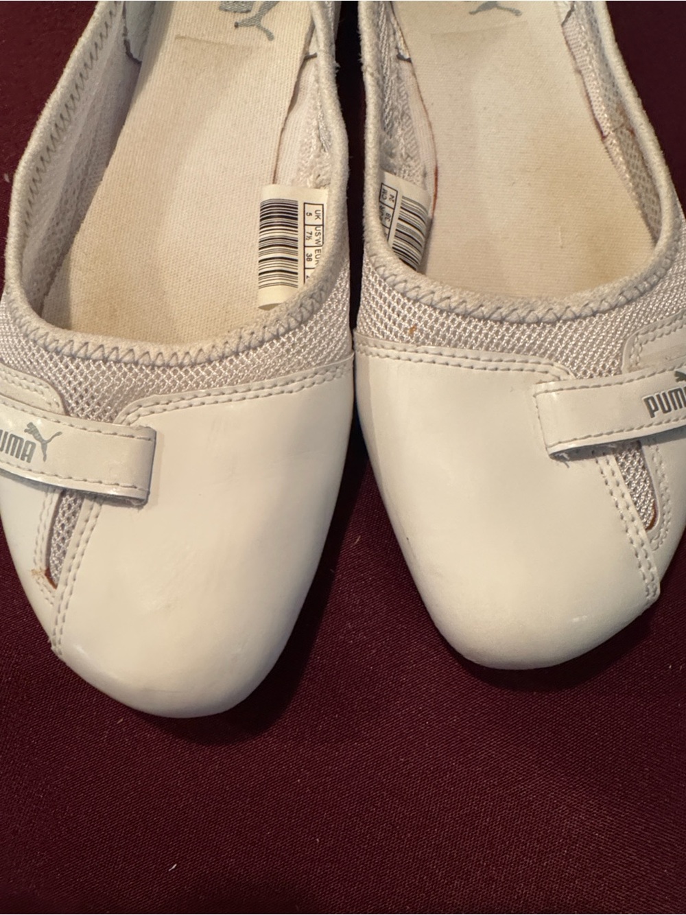 Y2K Puma Women’s White Slip-On Mesh & Patent Leather Ballet Flats - Size 7.5 - Picture 13 of 14